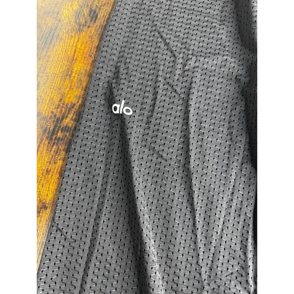 Alo Yoga Mesh Wide Leg Pants Black Elastic Waist Athleisure Women Small - Picture 2 of 4